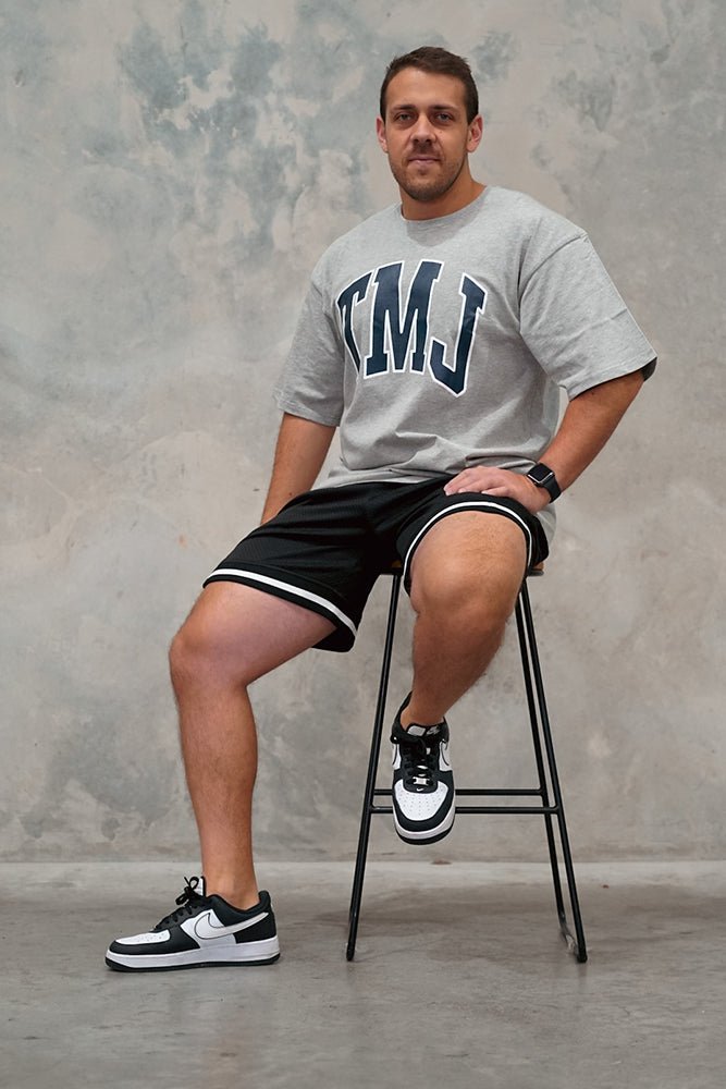 TMJ Apparel - TMJ Apparel Oversized Warm - Up Tee - S/M - Grey/Navy