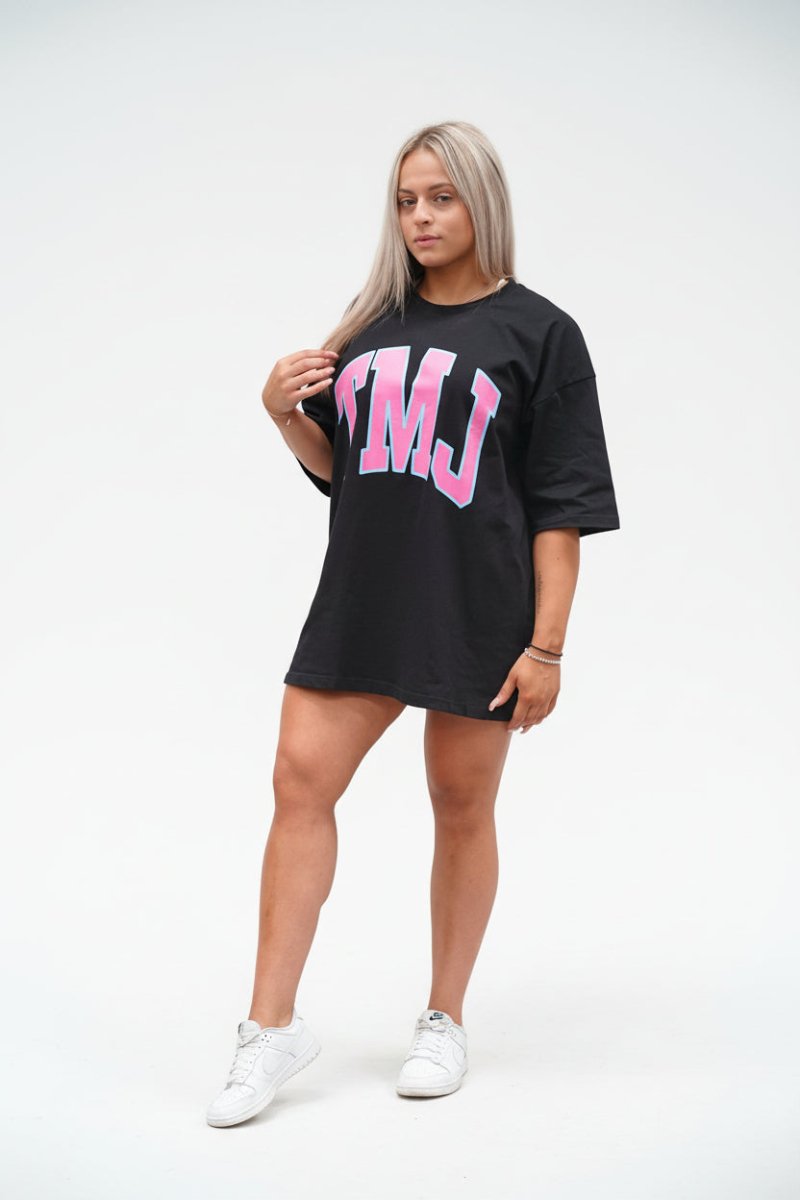 TMJ Apparel - Oversized Warm - Up T-Shirt - Black/Pink - S/M