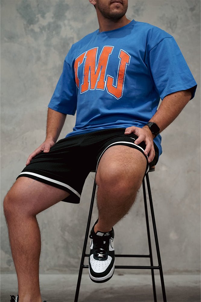 TMJ Apparel - TMJ Apparel Oversized Warm - Up Tee - S/M - Blue/Orange