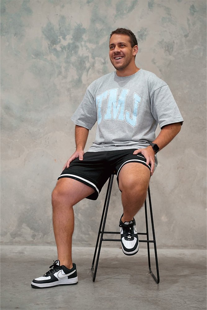 TMJ Apparel - TMJ Apparel Oversized Warm - Up Tee - S/M - Grey/Blue