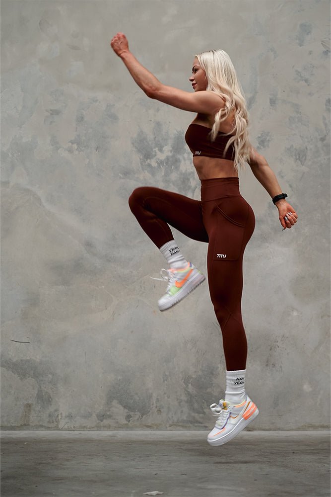 TMJ Apparel - TMJ Apparel Sculpt Tights V2 - XS - Rust Brown