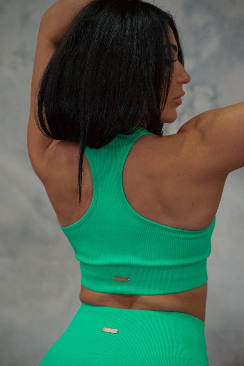 TMJ Apparel - TMJ Apparel Luxe Ribbed Sophia Racerback Bra - Small - Blue