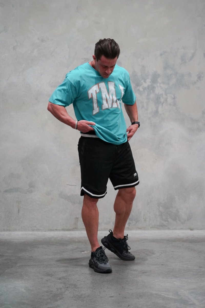 TMJ Apparel - TMJ Apparel Oversized Warm - Up Tee - S/M - Aqua/White