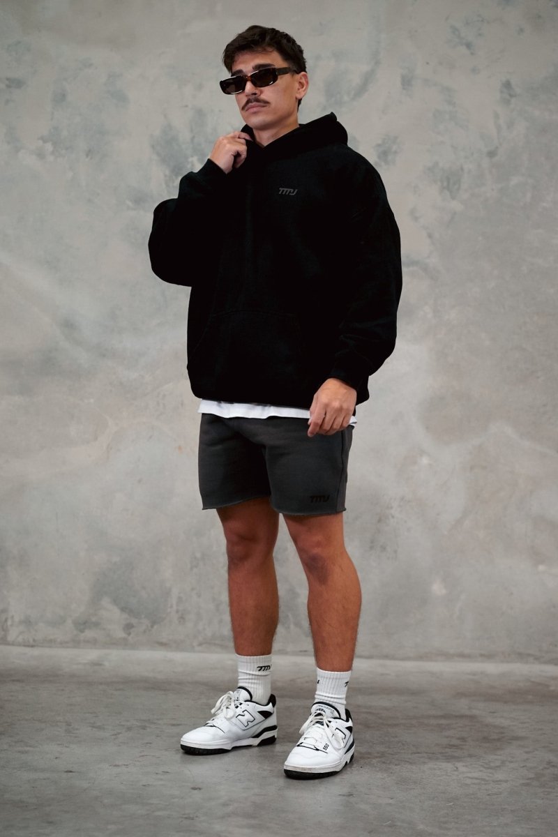 TMJ Apparel - TMJ Apparel Everyday Cut Off Fleece Shorts - Small - Charcoal