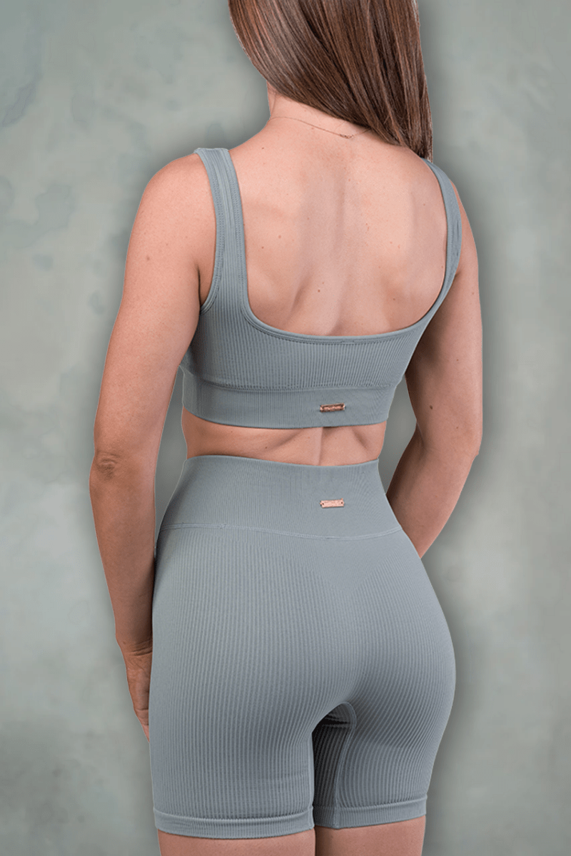 TMJ Apparel - TMJ Apparel Luxe Ribbed Square Neck Bra - Small - Sage