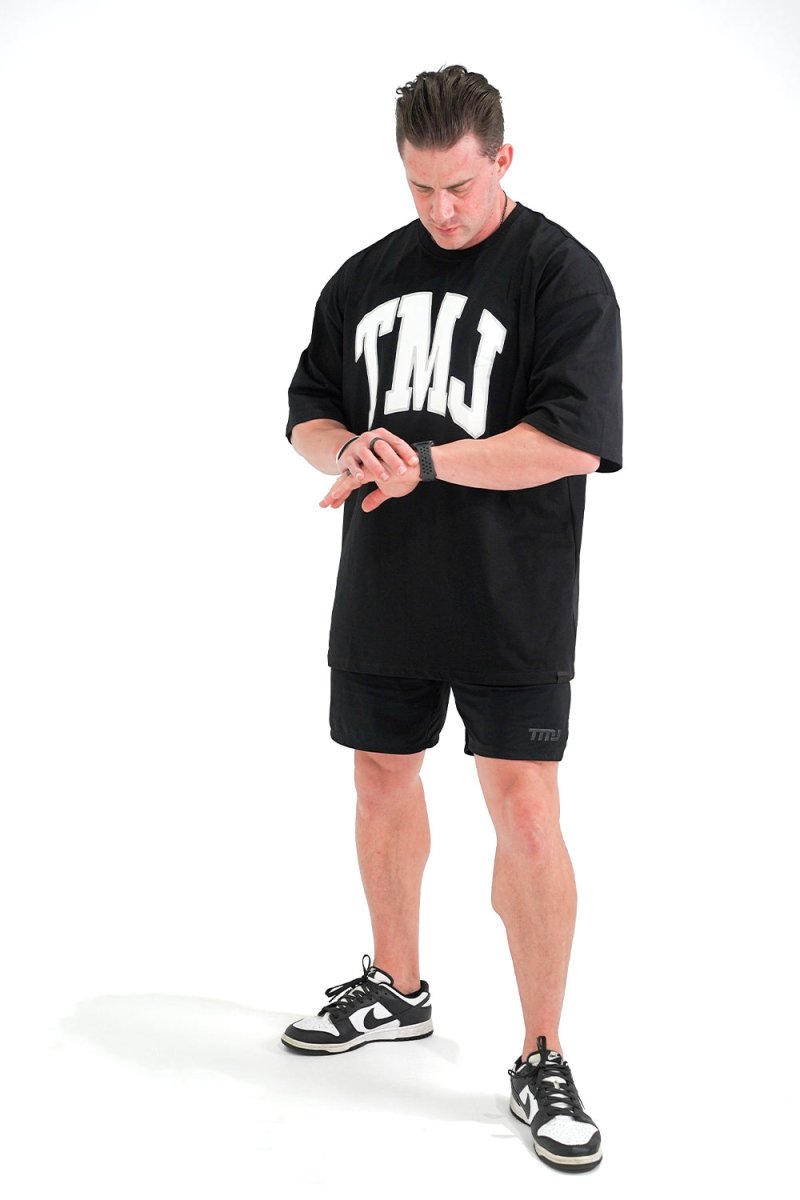 TMJ Apparel - Oversized Warm - Up Tee - Black/White - S/M