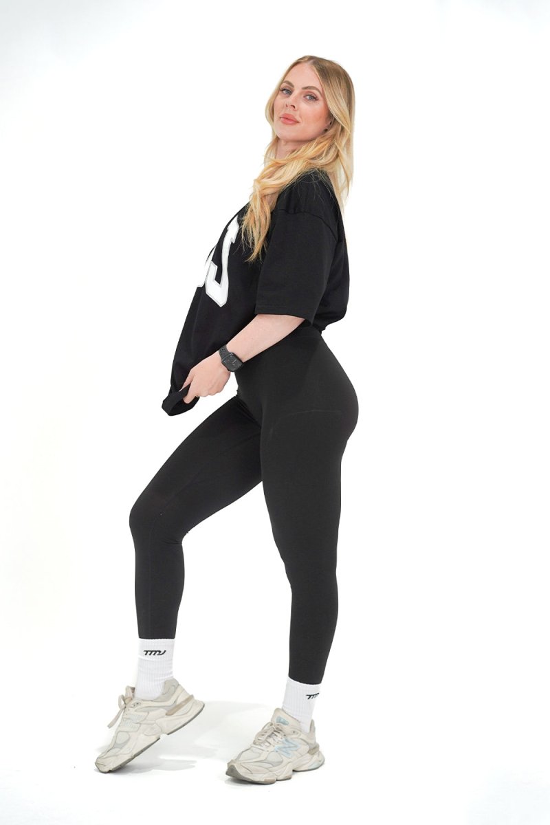 TMJ Apparel - Oversized Warm - Up Tee - Black/White - S/M