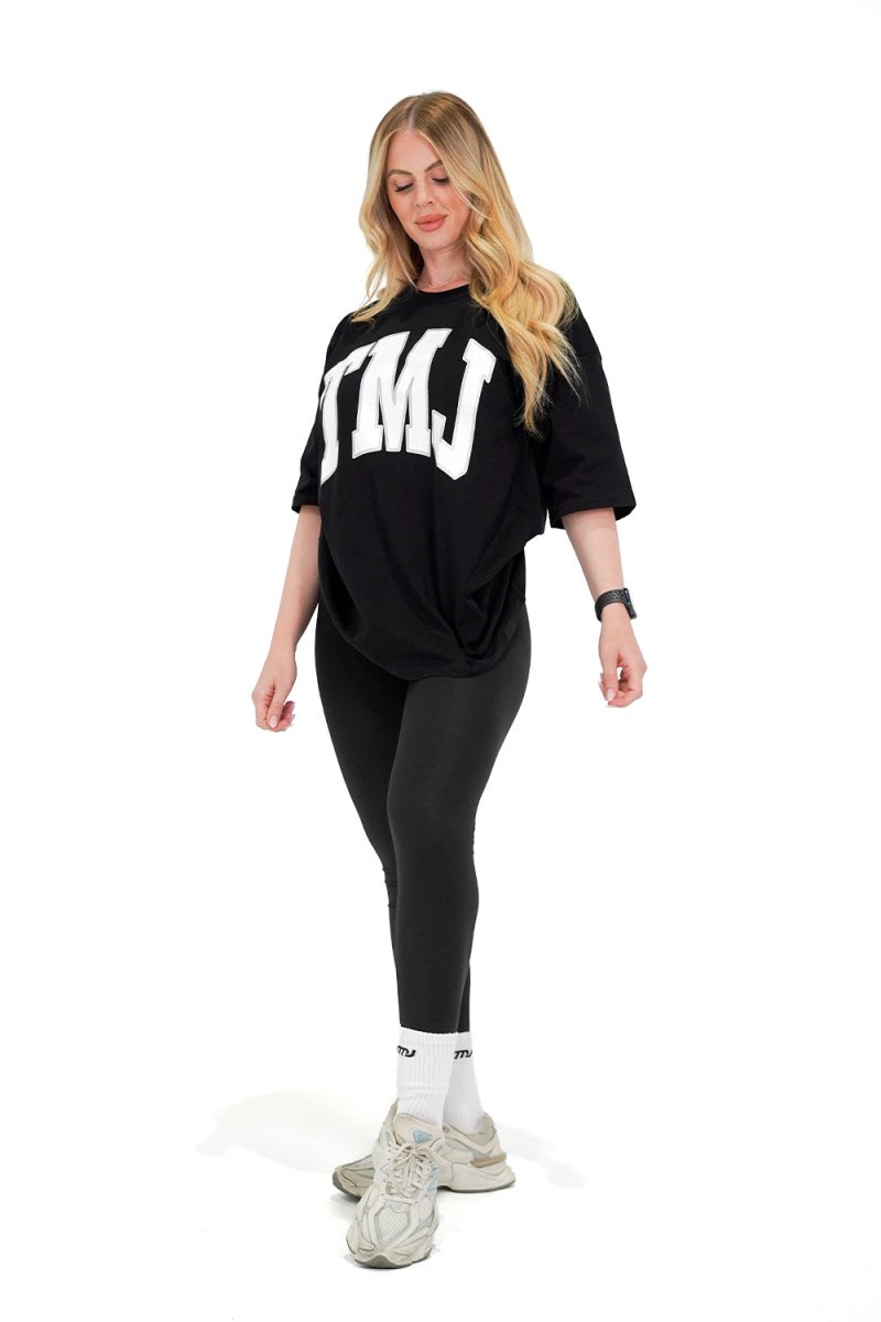 TMJ Apparel - Oversized Warm - Up Tee - Black/White - S/M