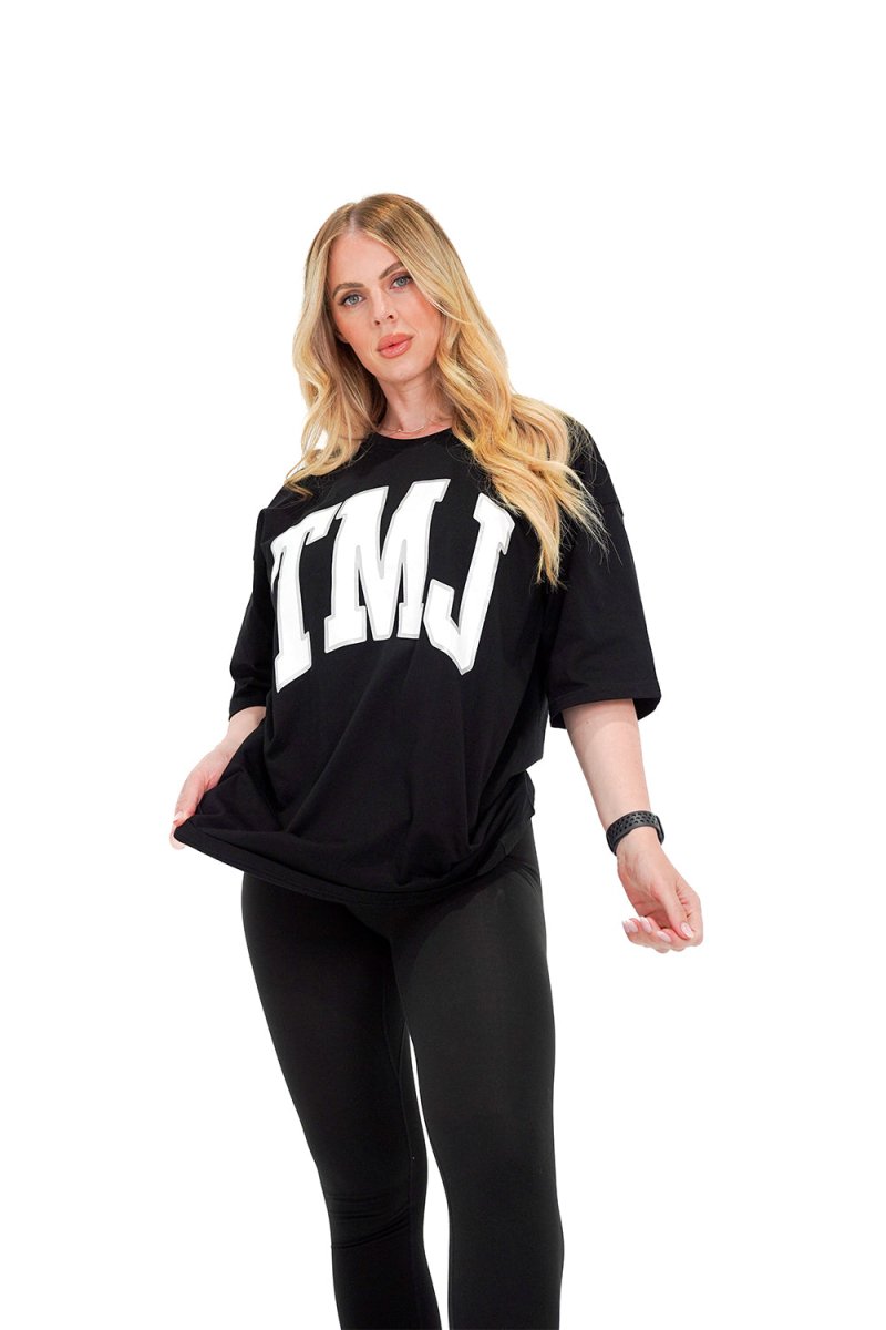 TMJ Apparel - Oversized Warm - Up Tee - Black/White - S/M