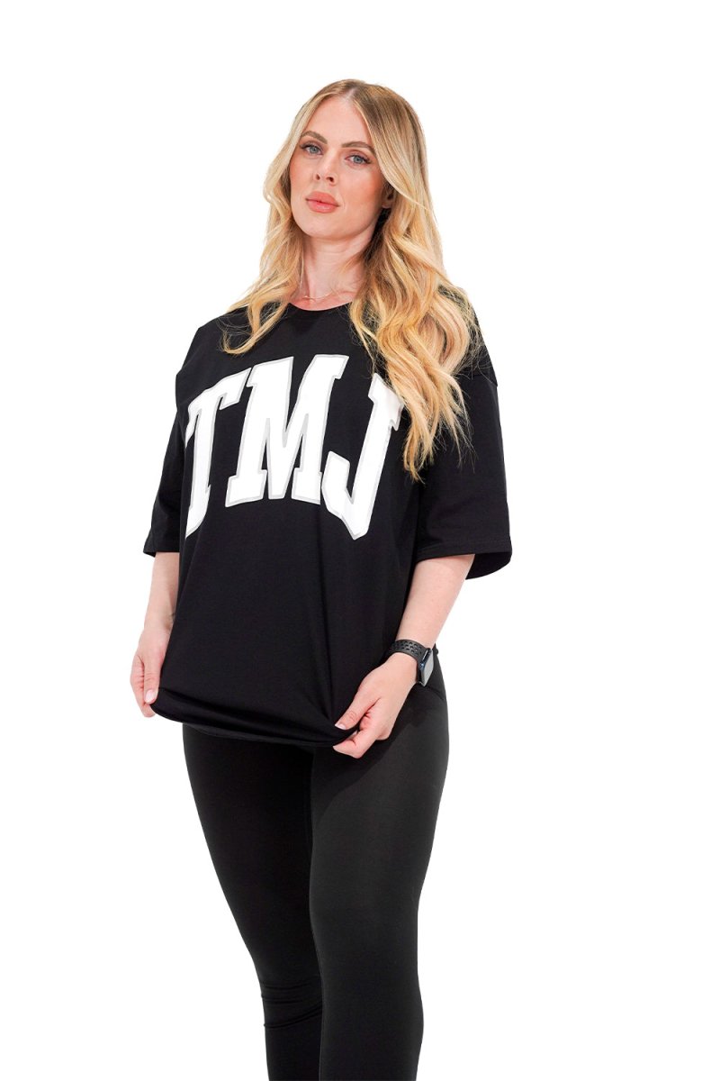 TMJ Apparel - Oversized Warm - Up Tee - Black/White - S/M