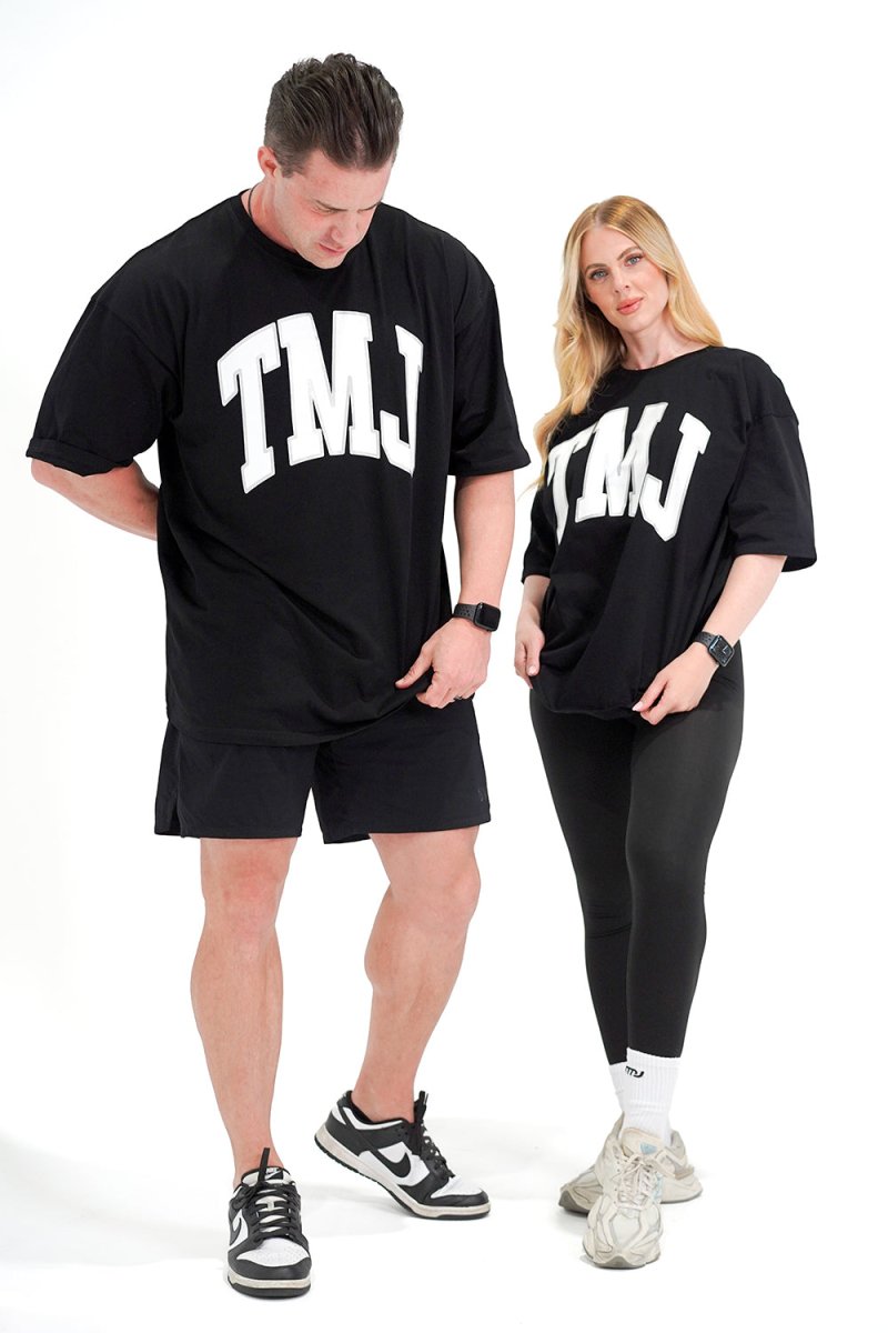 TMJ Apparel - Oversized Warm - Up Tee - Black/White - S/M