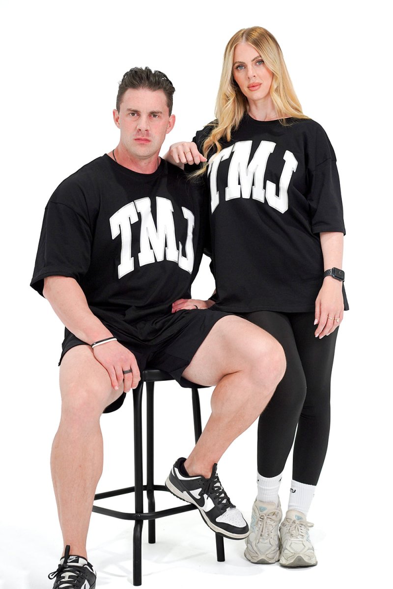 TMJ Apparel - Oversized Warm - Up Tee - Black/White - S/M