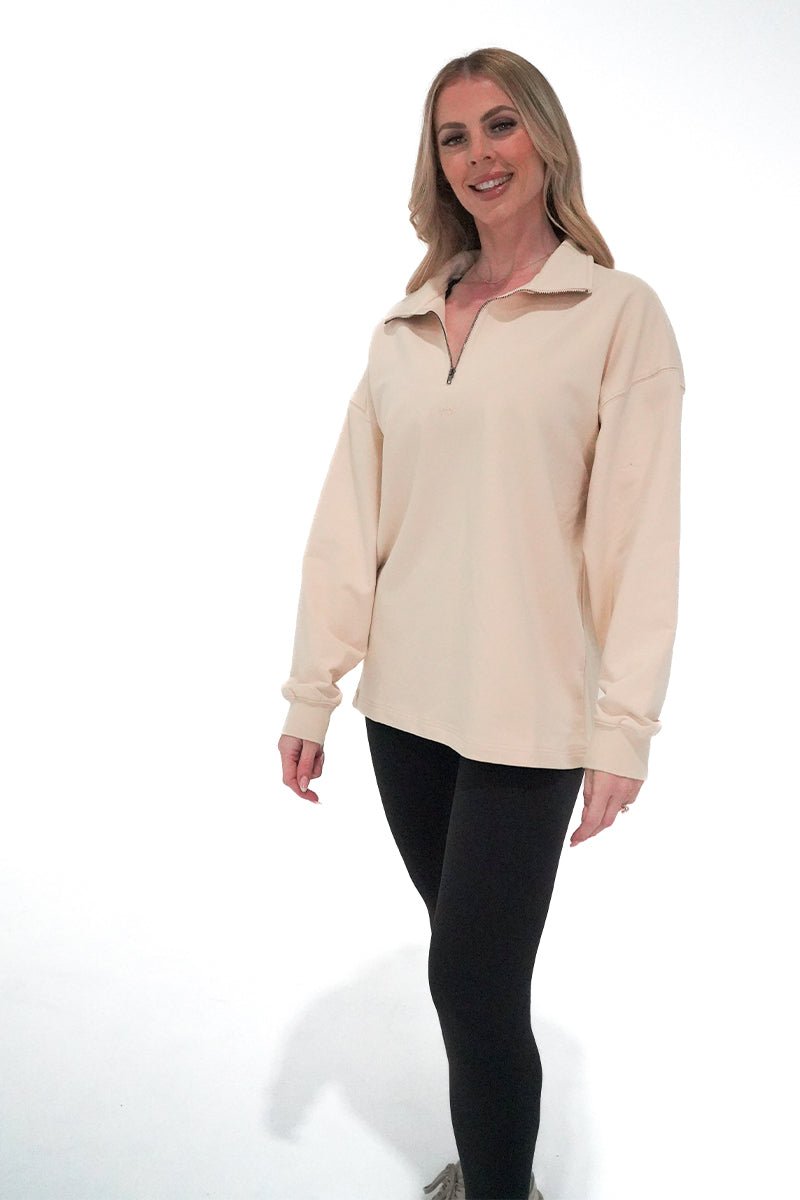 TMJ Apparel - Origin Quarter Zip Jumper - Cream - XS