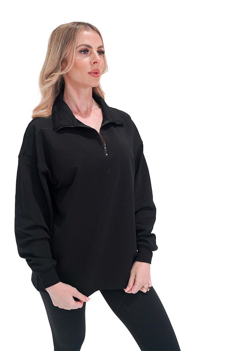 TMJ Apparel - Origin Quarter Zip Jumper - Black - XS