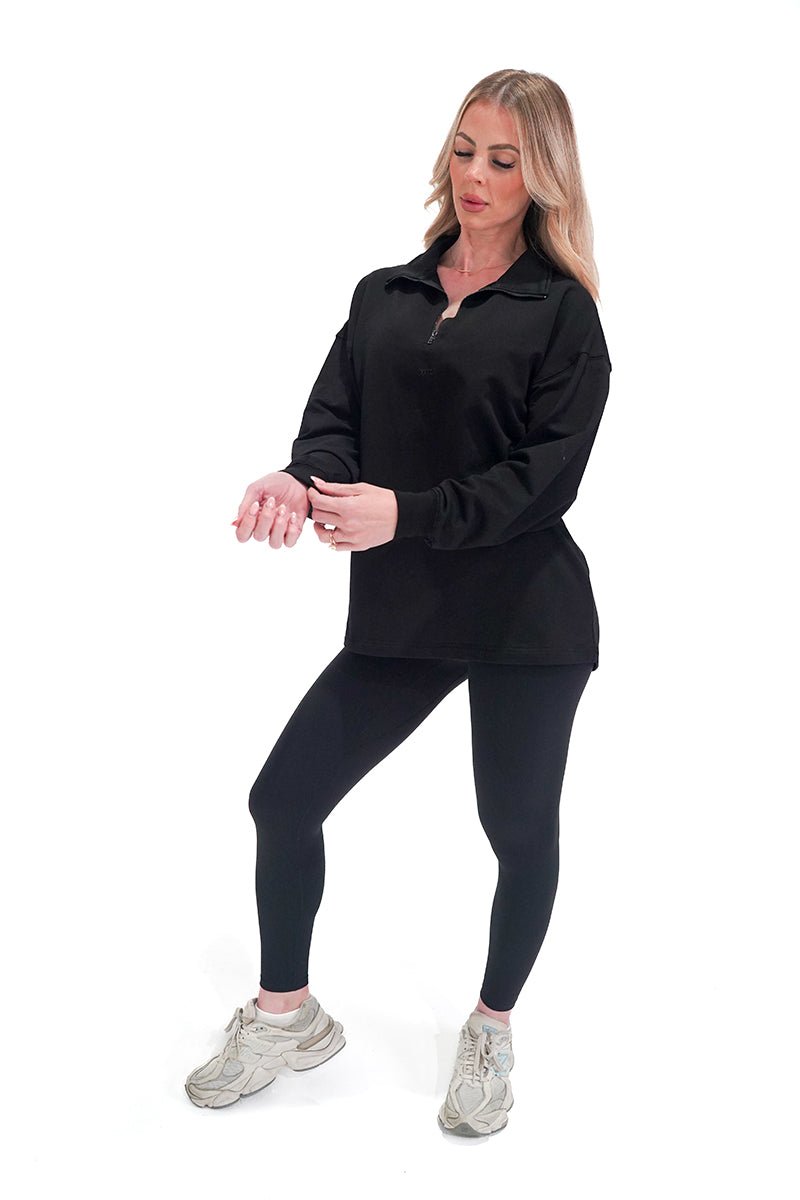 TMJ Apparel - Origin Quarter Zip Jumper - Black - XS