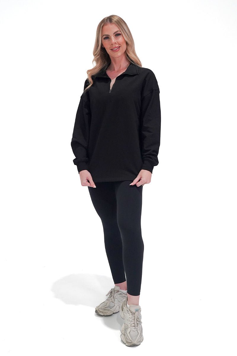 TMJ Apparel - Origin Quarter Zip Jumper - Black - XS