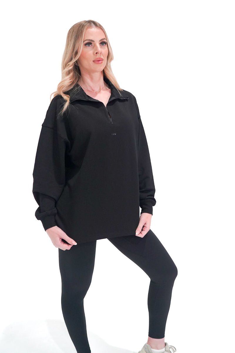 TMJ Apparel - Origin Quarter Zip Jumper - Black - XS