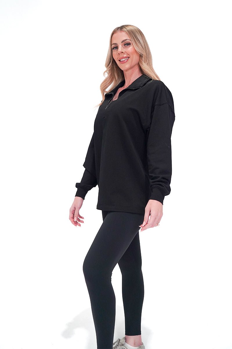 TMJ Apparel - Origin Quarter Zip Jumper - Black - XS