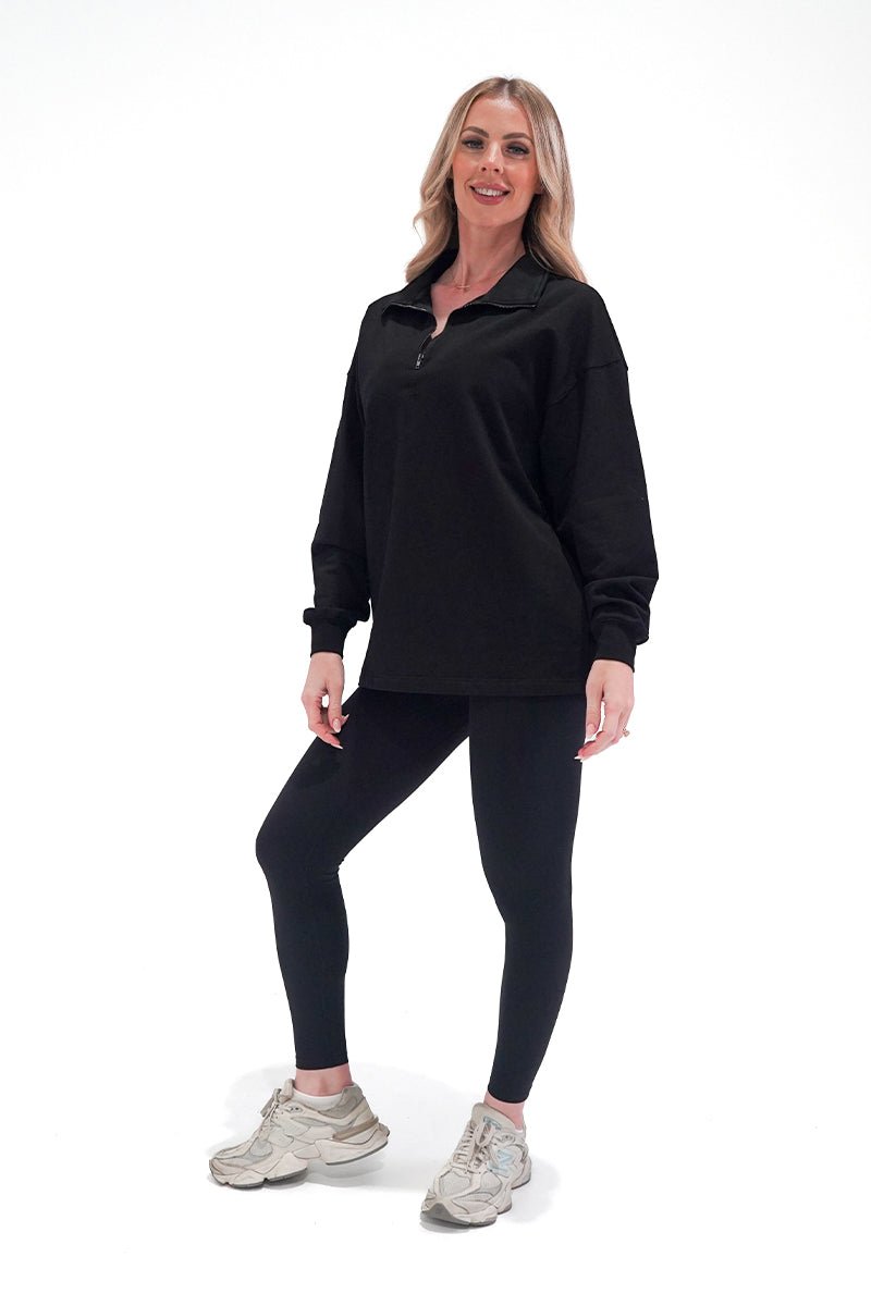 TMJ Apparel - Origin Quarter Zip Jumper - Black - XS