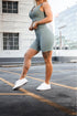 TMJ Apparel - Luxe Ribbed Mid Shorts - Sage - X - Small