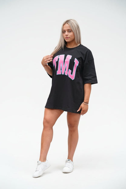 TMJ Apparel - Oversized Warm - Up T-Shirt - Black/Pink - S/M