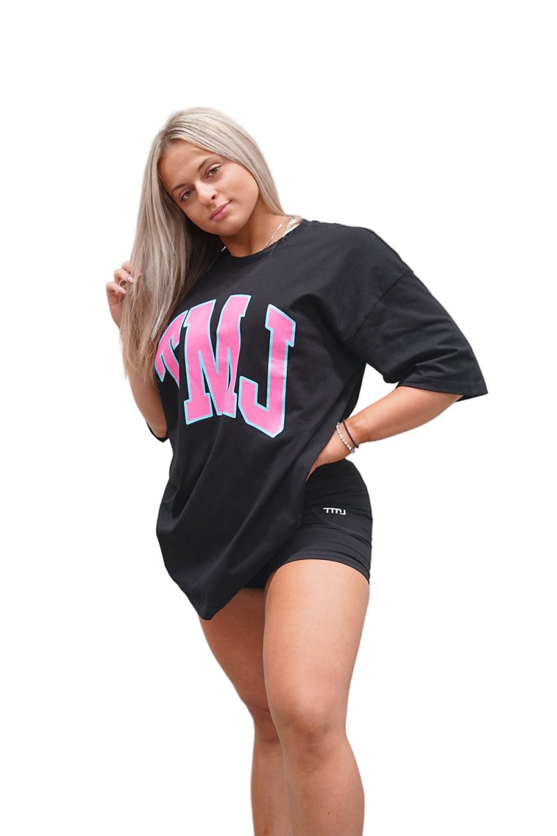 TMJ Apparel - Oversized Warm - Up T-Shirt - Black/Pink - S/M
