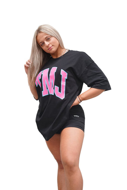 TMJ Apparel - Oversized Warm - Up T-Shirt - Black/Pink - S/M