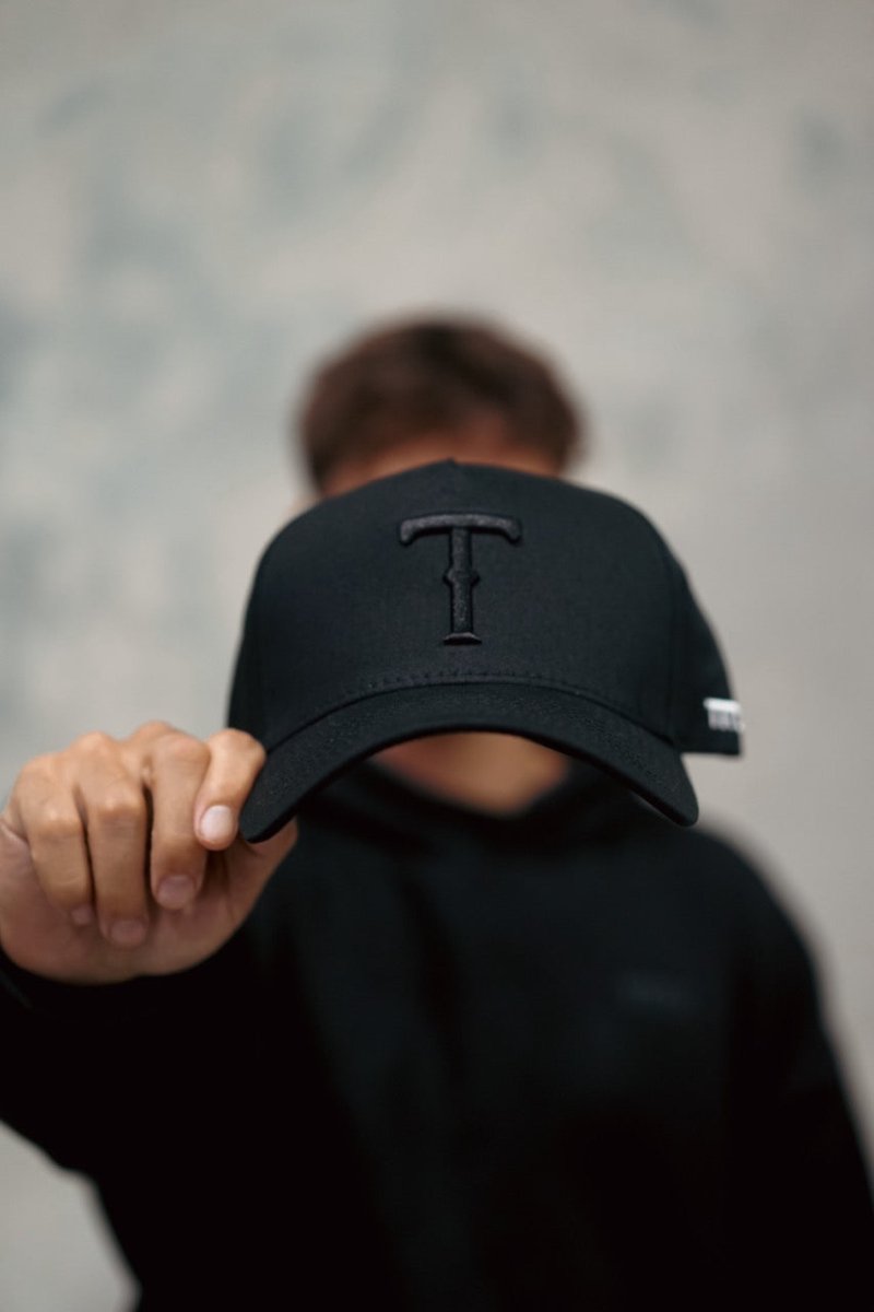 TMJ Apparel - 9PHIFTY &quot;T&quot; A - Frame Snapback Hat - Black - 