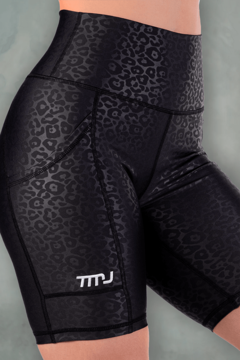TMJ Apparel - TMJ Apparel Rata Bike Shorts - Black On Black Leopard - XS