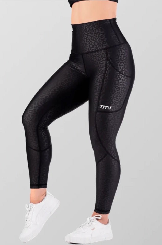 TMJ Apparel - TMJ Apparel Sculpt Tights - XS - Black On Black Leopard