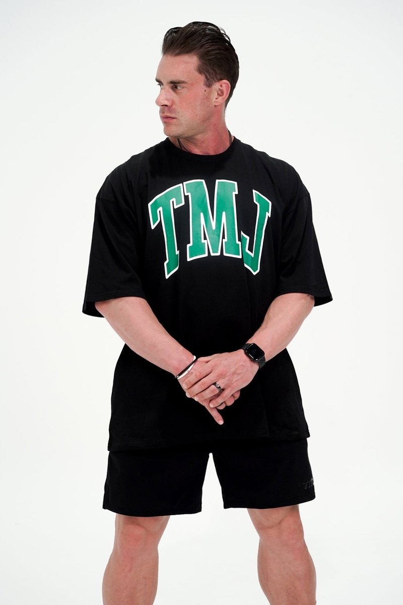 TMJ Apparel - Oversized Warm - Up Tee - Black/Green - S/M
