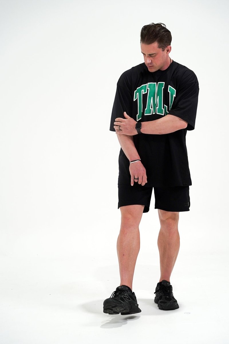TMJ Apparel - Oversized Warm - Up Tee - Black/Green - S/M
