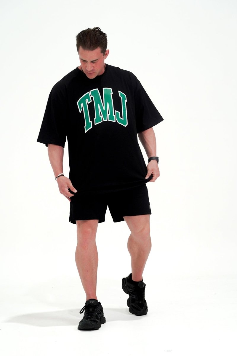 TMJ Apparel - Oversized Warm - Up Tee - Black/Green - S/M
