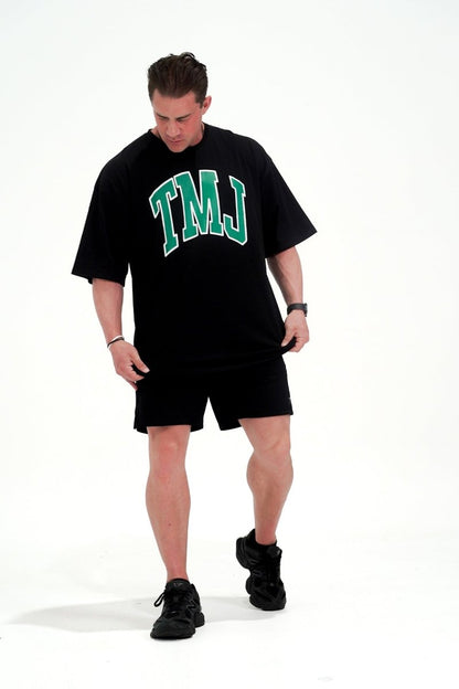 TMJ Apparel - Oversized Warm - Up Tee - Black/Green - S/M