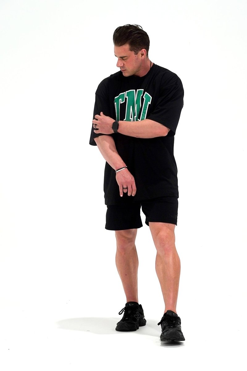 TMJ Apparel - Oversized Warm - Up Tee - Black/Green - S/M