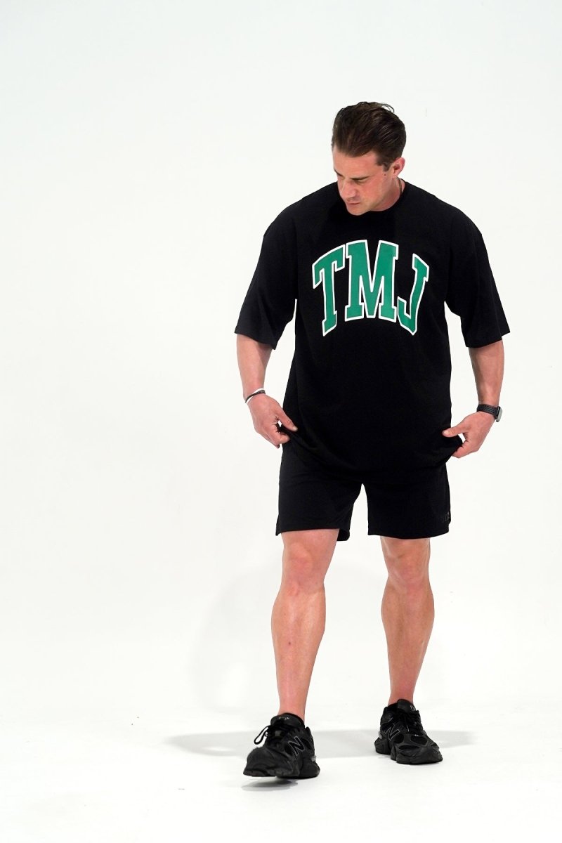 TMJ Apparel - Oversized Warm - Up Tee - Black/Green - S/M
