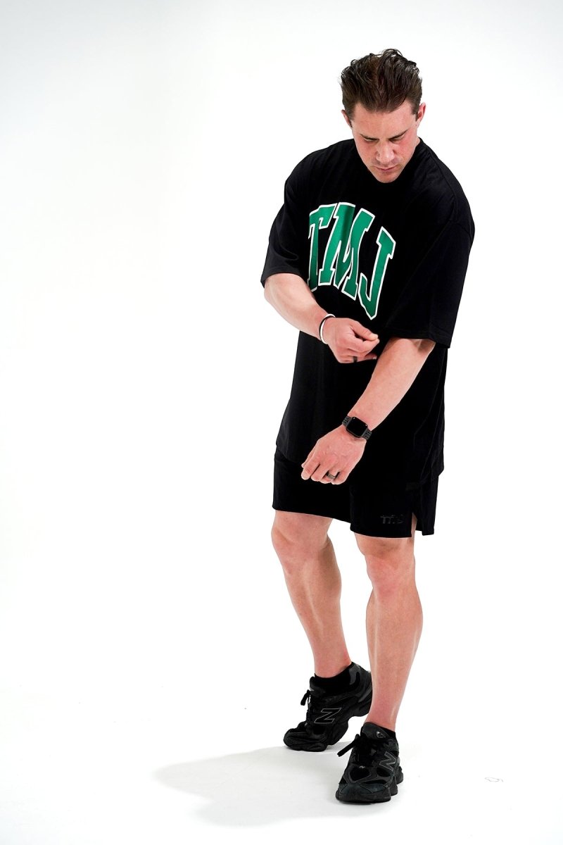TMJ Apparel - Oversized Warm - Up Tee - Black/Green - S/M