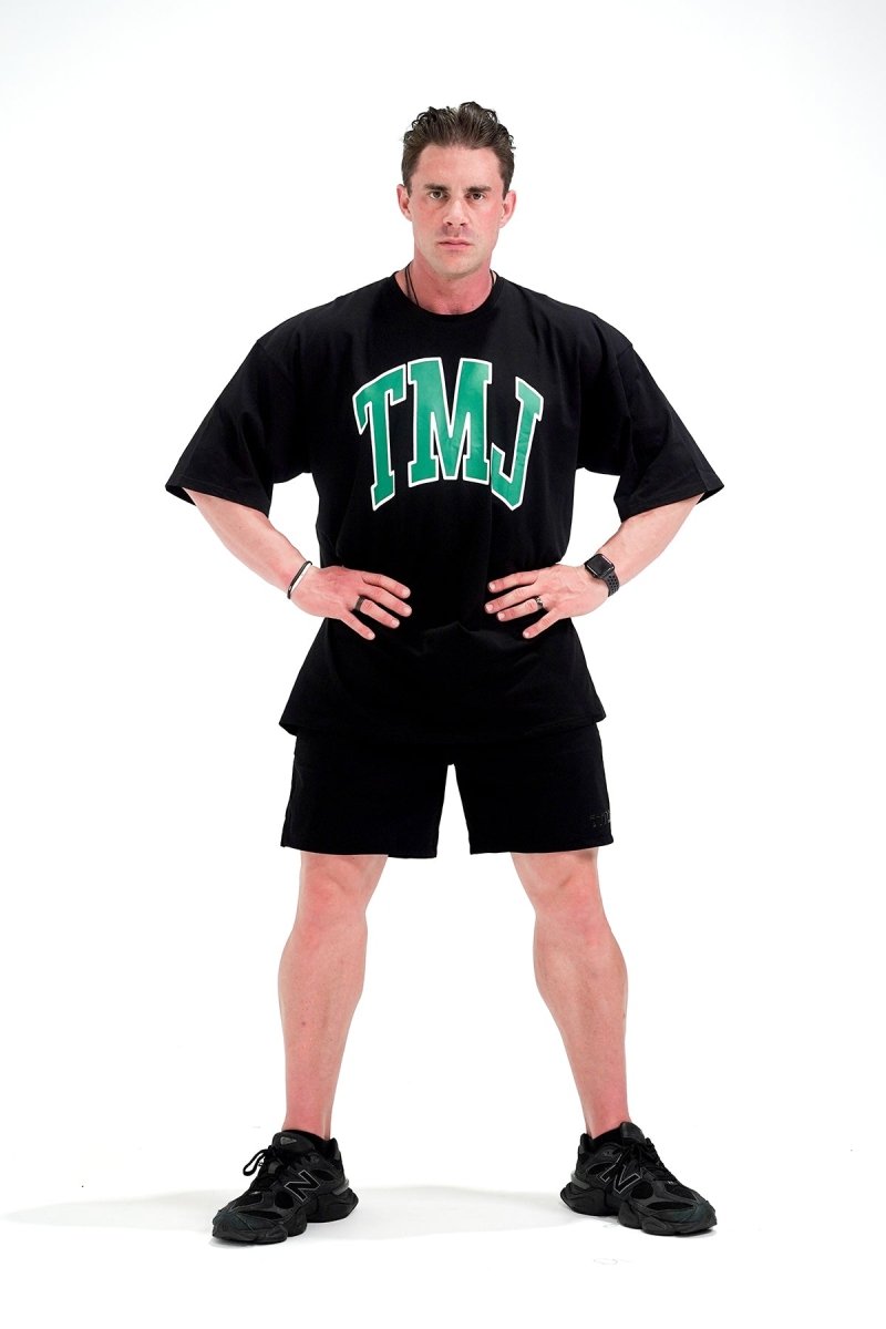 TMJ Apparel - Oversized Warm - Up Tee - Black/Green - S/M