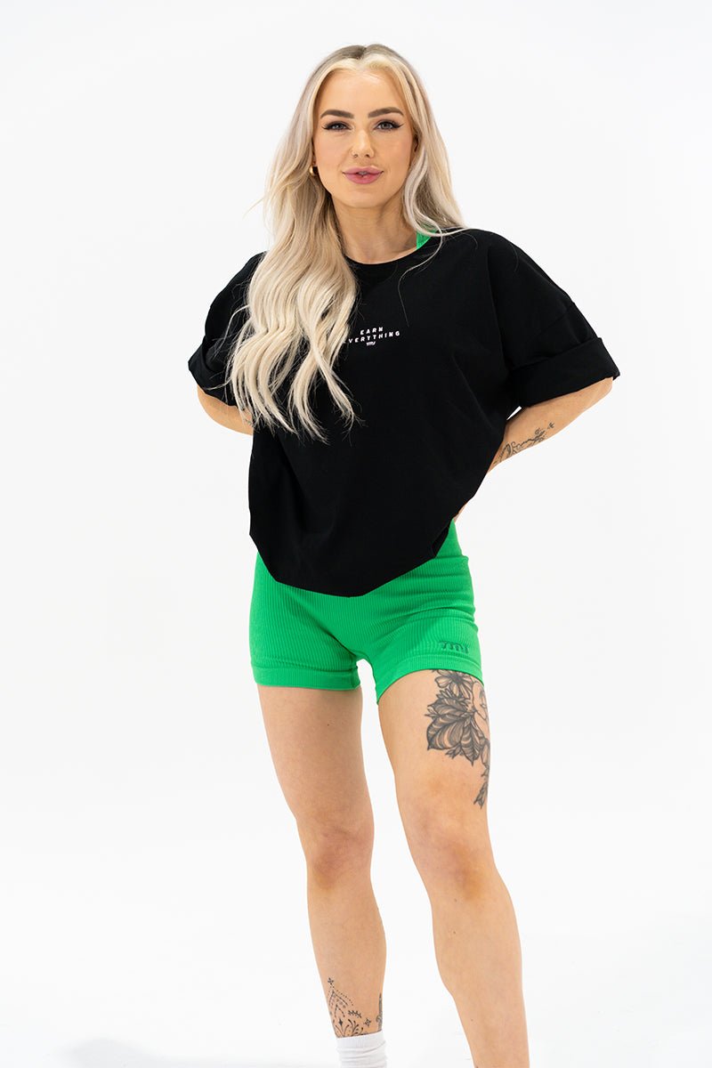 TMJ Apparel - Earn Everything Oversized Tee - Black - S/M