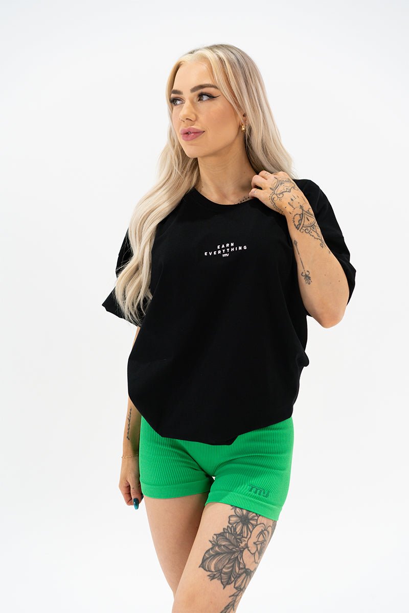 TMJ Apparel - Earn Everything Oversized Tee - Black - S/M