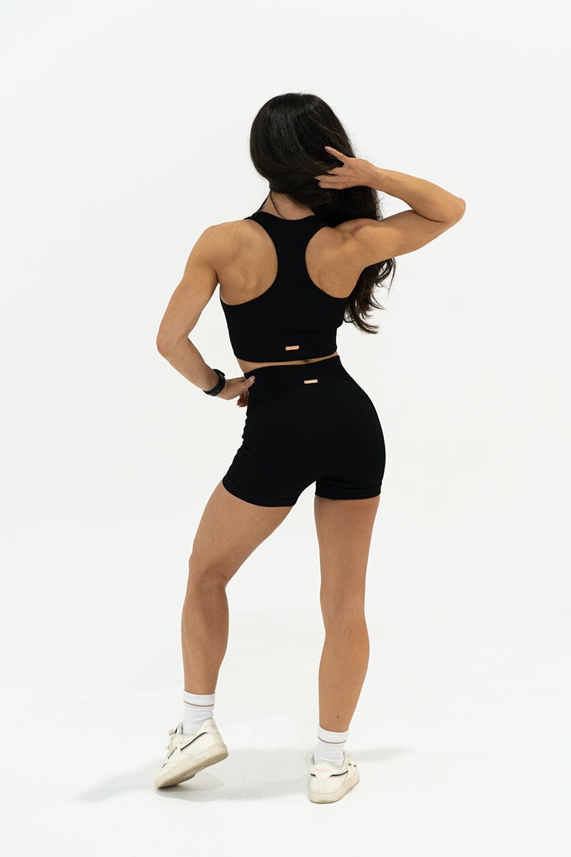 TMJ Apparel - Luxe Ribbed Flex Shorts - Black - Small