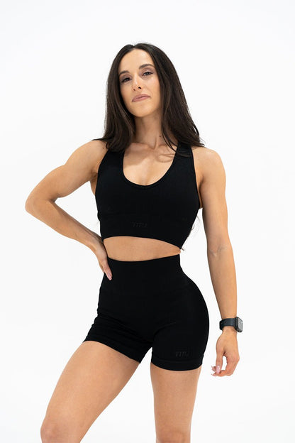 TMJ Apparel - Luxe Ribbed Flex Shorts - Black - Small