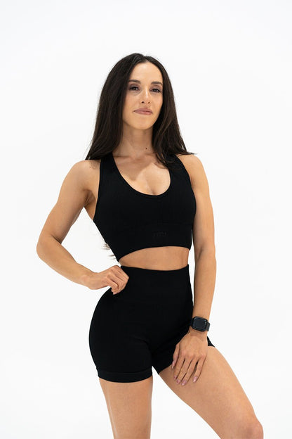 TMJ Apparel - Luxe Ribbed Sophia Racerback Bra - Black - Small