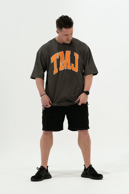 TMJ Apparel - Oversized Warm - Up Tee - Charcoal/Orange - S/M