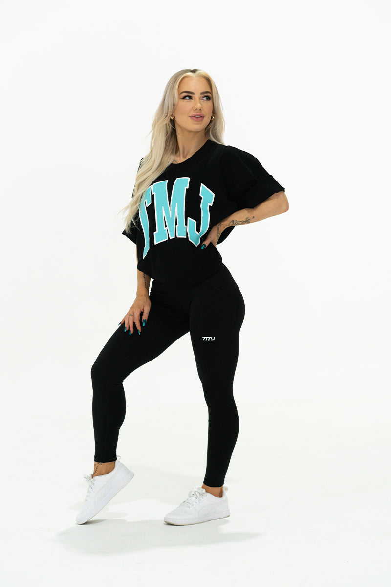 TMJ Apparel - Oversized Warm - Up Tee - Blue/Pink - S/M