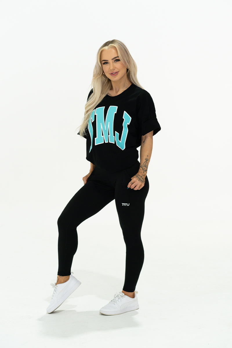 TMJ Apparel - Oversized Warm - Up Tee - Blue/Pink - S/M