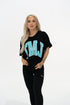 TMJ Apparel - Oversized Warm - Up Tee - Black/Aqua - S/M