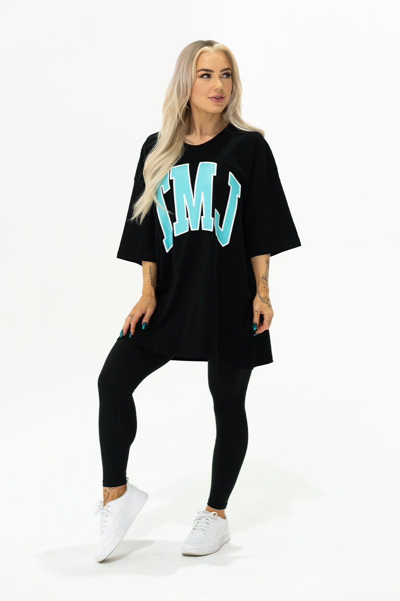 TMJ Apparel - Oversized Warm - Up Tee - Blue/Pink - S/M