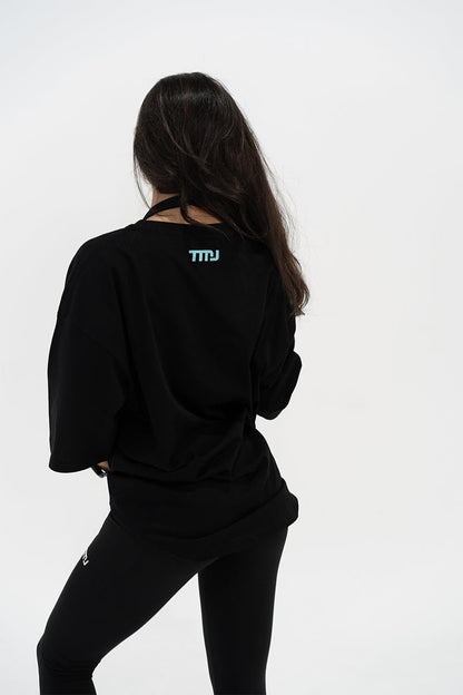 TMJ Apparel - Oversized Warm - Up Tee - Blue/Pink - S/M