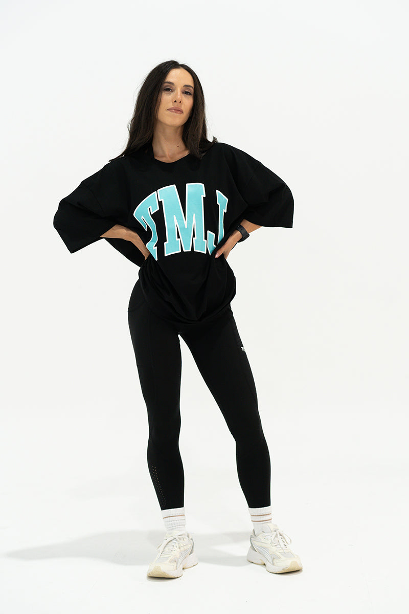 TMJ Apparel - Oversized Warm - Up Tee - Blue/Pink - S/M